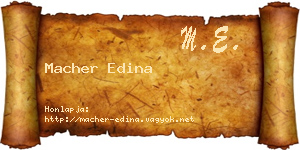Macher Edina névjegykártya